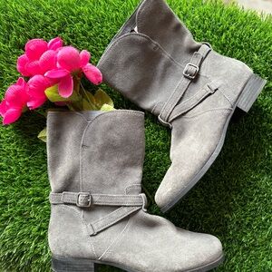 KOOLABURRA UGG GRAY LEATHER SUEDE BOOTS BOOTIES GUC 9.5 ZIPPER